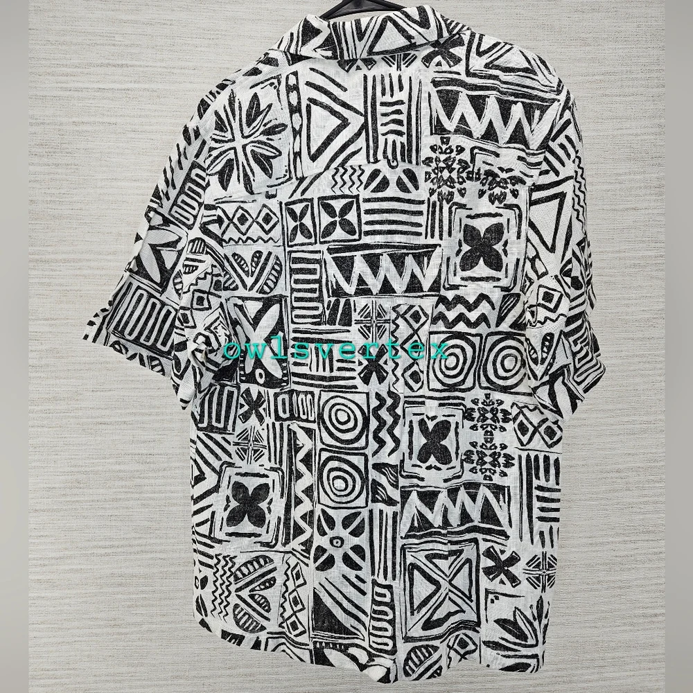 New Zara Men's Geometric Print Shirt Black White 0399/064 - Picture 6 of 9